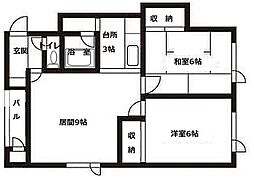 ハイツ藤 2LDKの間取図画像