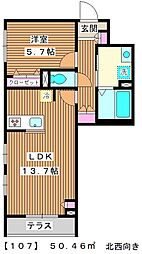 ヘーベルメゾンときわ台 1階1LDKの間取り