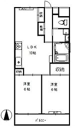 ウエストヒルズ・21 2LDKの間取図画像