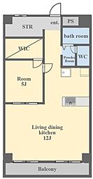 大商第3マンション 1LDKの間取図画像
