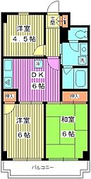 シャトーサンハイム 4階3DKの間取り