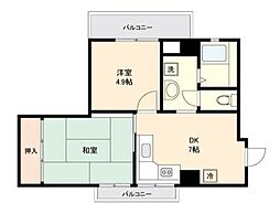 成増シティハウス 3階2DKの間取り