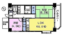 プラザ・サン・タナカ3号館 2LDKの間取図画像