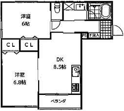 ルネ・丸美 VI 2DKの間取図画像