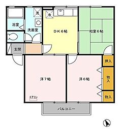 リヴェール・コートC棟 3DKの間取図画像