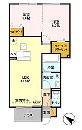 グランドゥール 2LDKの間取図画像