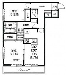 ラシーネ藤ノ木 2LDKの間取図画像