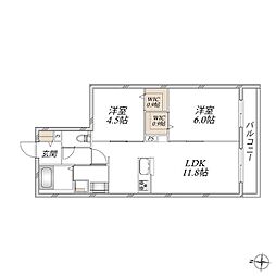 (仮称)田柄5丁目メゾン 2LDKの間取図画像