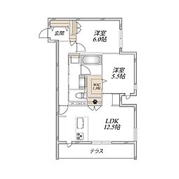 練馬区田柄4丁目マンション 2LDKの間取図画像