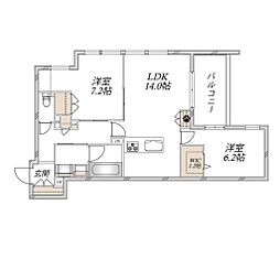 練馬区田柄4丁目マンション 2LDKの間取図画像
