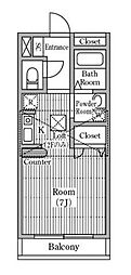アンジェリカ 1Kの間取図画像
