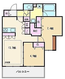 東武東上線 みずほ台駅 徒歩7分の賃貸マンション 1階2LDKの間取り