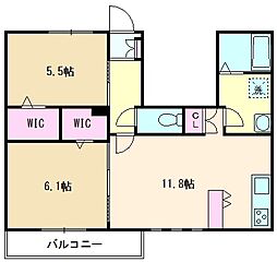 プレシア 2LDKの間取図画像