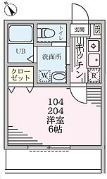 ベルゾーネ八城 1Kの間取図画像