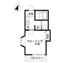 リヴェールO・G・A 1Kの間取図画像