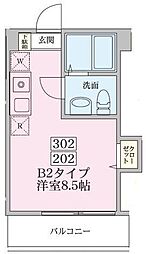 グリーンバレー宮崎台 ワンルームの間取図画像