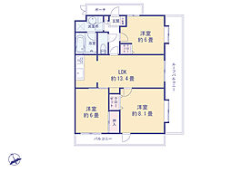 青梅東ガーデンわかぐさ公園 3LDKの間取図画像