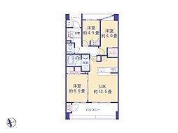 ライオンズヴィアーレ立川 3LDKの間取図画像