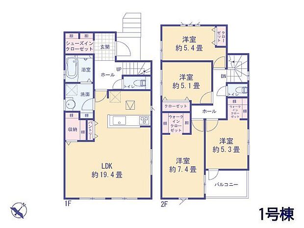 こちらの間取り図で、お部屋の配置や動線をイメージしていただけます。お部屋ごとの広さやレイアウトを参考に、生活のシーンを思い描いてみてください。