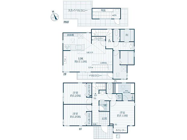 こちらの間取り図で、お部屋の配置や動線をイメージしていただけます。お部屋ごとの広さやレイアウトを参考に、生活のシーンを思い描いてみてください。
