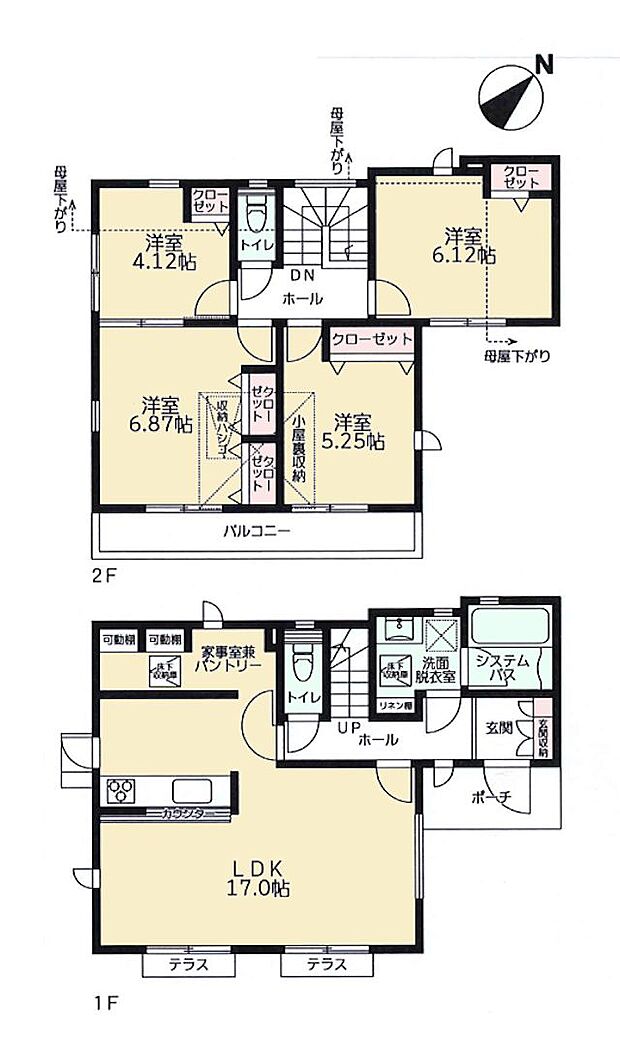 こちらの間取り図で、お部屋の配置や動線をイメージしていただけます。お部屋ごとの広さやレイアウトを参考に、生活のシーンを思い描いてみてください。
