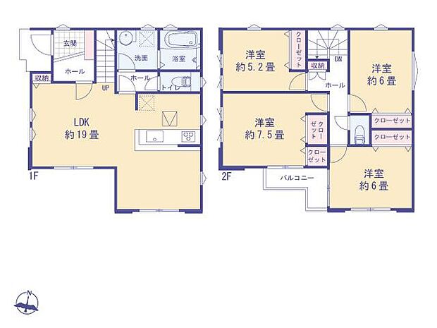 こちらの間取り図で、お部屋の配置や動線をイメージしていただけます。お部屋ごとの広さやレイアウトを参考に、生活のシーンを思い描いてみてください。
