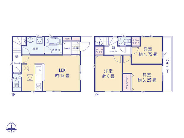 こちらの間取り図で、お部屋の配置や動線をイメージしていただけます。お部屋ごとの広さやレイアウトを参考に、生活のシーンを思い描いてみてください。