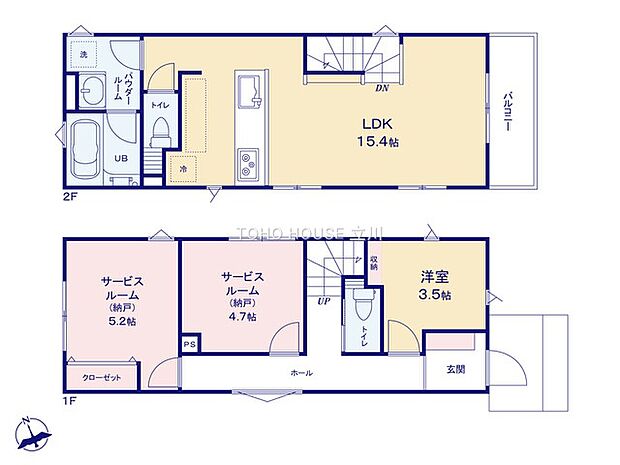 こちらの間取り図で、お部屋の配置や動線をイメージしていただけます。お部屋ごとの広さやレイアウトを参考に、生活のシーンを思い描いてみてください。