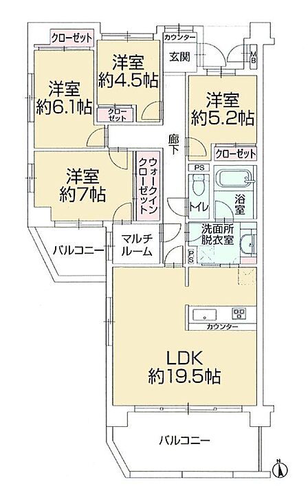 4SLDK 間取り