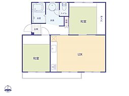 立川柏町団地2号棟 2LDKの間取図画像