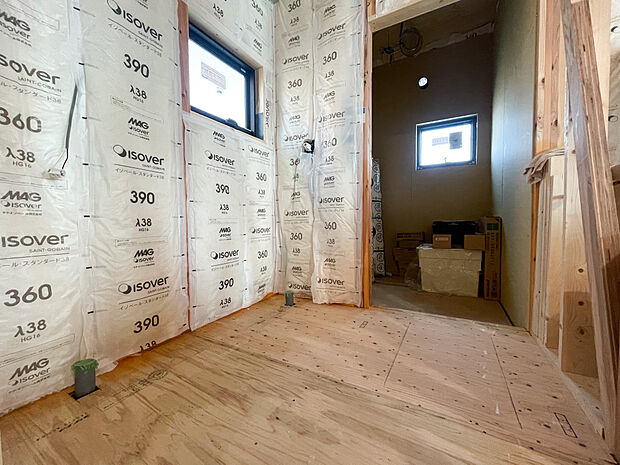 洗面スペースがしっかりとある作りになっています。4月下旬完成予定です。