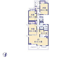 コスモ玉川学園前 3LDKの間取図画像