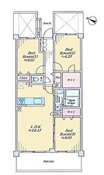 クレストフォルム高幡不動 3LDKの間取図画像