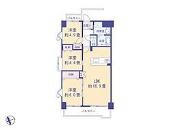 センチュリー国立 3LDKの間取図画像