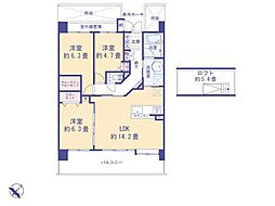 レールシティ八王子かえで通り 3LDKの間取図画像
