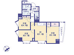 ライオンズマンション拝島第2 3DKの間取図画像