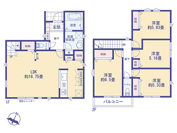 こちらの間取り図で、お部屋の配置や動線をイメージしていただけます。お部屋ごとの広さやレイアウトを参考に、生活のシーンを思い描いてみてください。