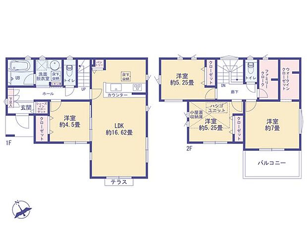 こちらの間取り図で、お部屋の配置や動線をイメージしていただけます。お部屋ごとの広さやレイアウトを参考に、生活のシーンを思い描いてみてください。c