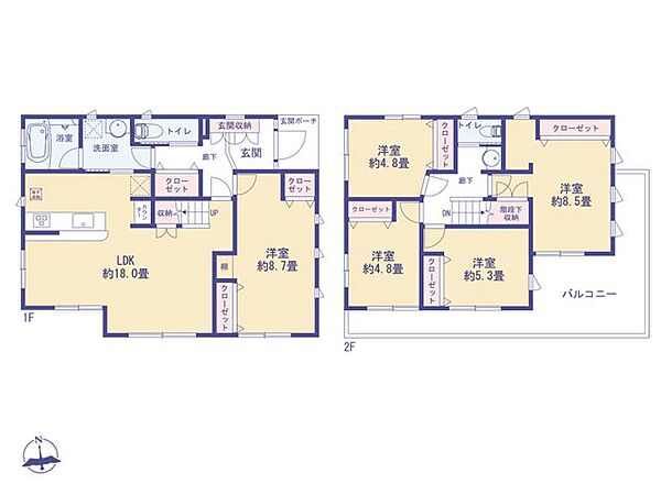 こちらの間取り図で、お部屋の配置や動線をイメージしていただけます。お部屋ごとの広さやレイアウトを参考に、生活のシーンを思い描いてみてください。