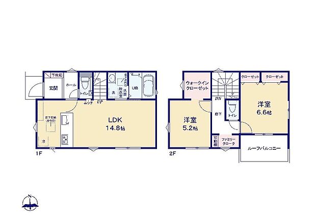 こちらの間取り図で、お部屋の配置や動線をイメージしていただけます。お部屋ごとの広さやレイアウトを参考に、生活のシーンを思い描いてみてください。