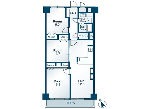 こちらの間取り図で、お部屋の配置や動線をイメージしていただけます。お部屋ごとの広さやレイアウトを参考に、生活のシーンを思い描いてみてください。