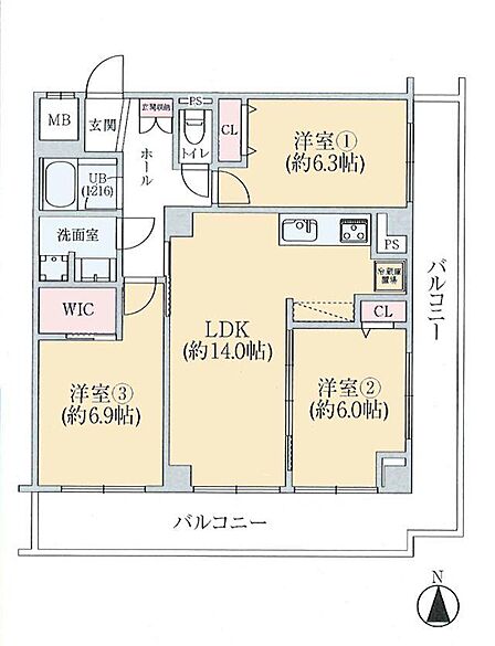 価格5280万円、専有面積74.57?、バルコニー面積22.2?