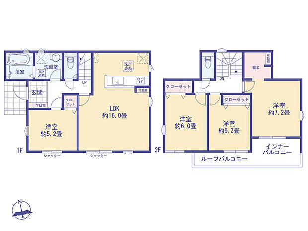 こちらの間取り図で、お部屋の配置や動線をイメージしていただけます。お部屋ごとの広さやレイアウトを参考に、生活のシーンを思い描いてみてください。