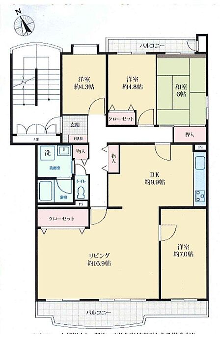 こちらの間取り図で、お部屋の配置や動線をイメージしていただけます。お部屋ごとの広さやレイアウトを参考に、生活のシーンを思い描いてみてください。
