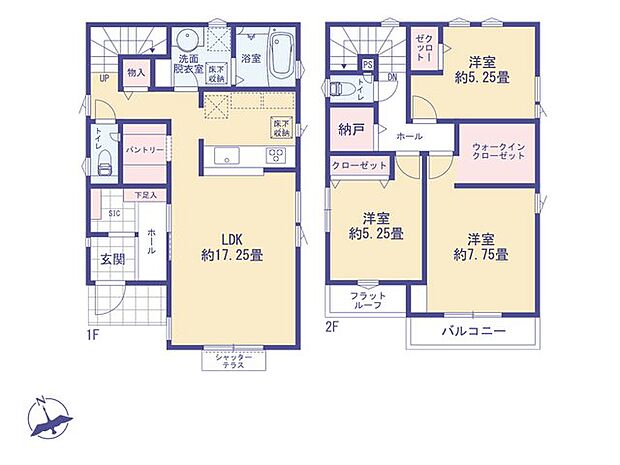 こちらの間取り図で、お部屋の配置や動線をイメージしていただけます。お部屋ごとの広さやレイアウトを参考に、生活のシーンを思い描いてみてください。