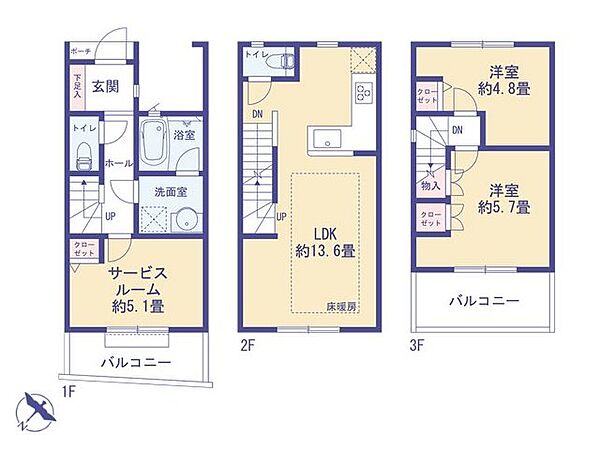 戸建て感覚のメゾネットタイプ