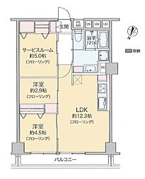 八王子スカイマンション 2SLDKの間取図画像