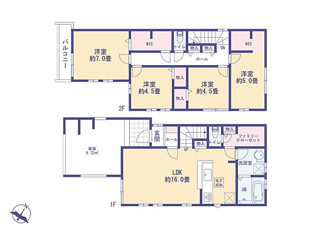 こちらの間取り図で、お部屋の配置や動線をイメージしていただけます。お部屋ごとの広さやレイアウトを参考に、生活のシーンを思い描いてみてください。