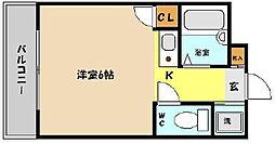 CrescendoII(クレッシェンドツー) 3階ワンルームの間取り