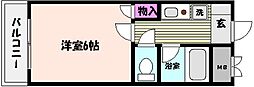 シャルマンフジ御影参番館 1Kの間取図画像